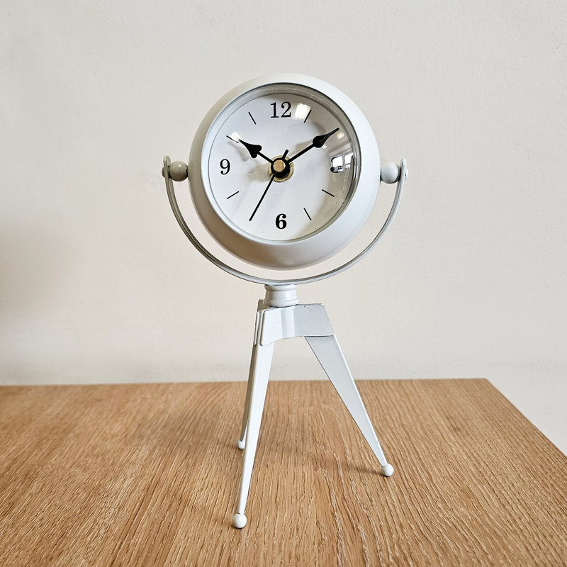 Analog Battery Tabletop Clock White