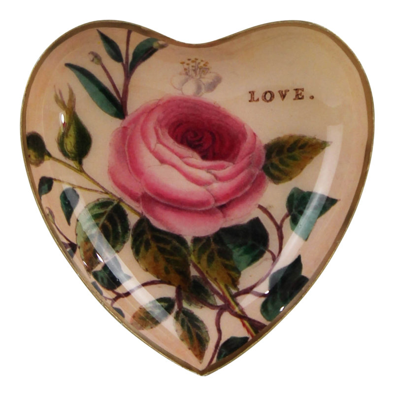 Plateau - Cœur, rose, amour, H 4 po x l 0,75 po x P 4 po, Rose, Cœur