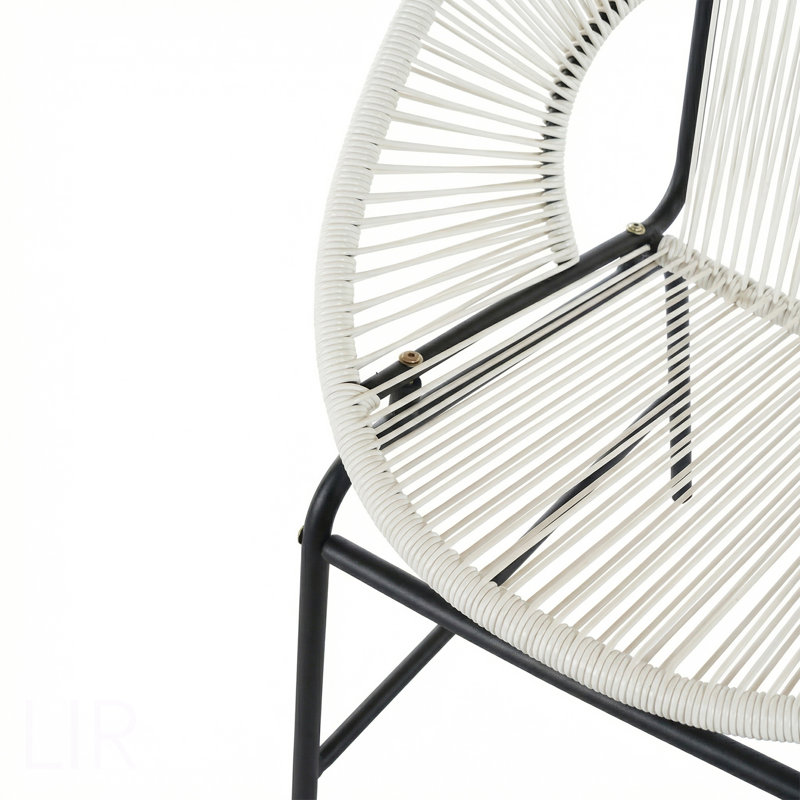Nusa Outdoor Patio Wicker Chair, White Pe Rattan & Iron Frame, Set Of 2, Chair, White