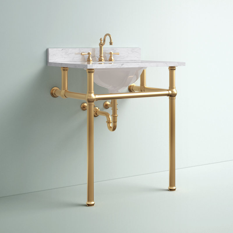 Copeland 30" Wall-Mounted Single Bathroom Vanity Set, Satin Brass, Faucet Included