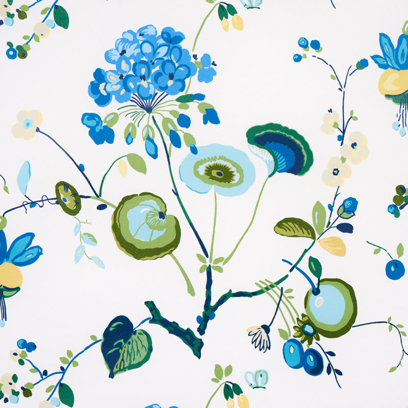 Papier peint Vasily, Vert et bleu