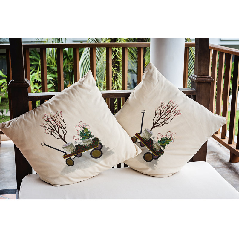 Holiday Essence Outdoor Reversible Throw Pillow, 16" H x 16" W
