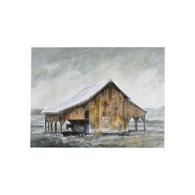Old Barn III a Hand Embelished Textured Canvas