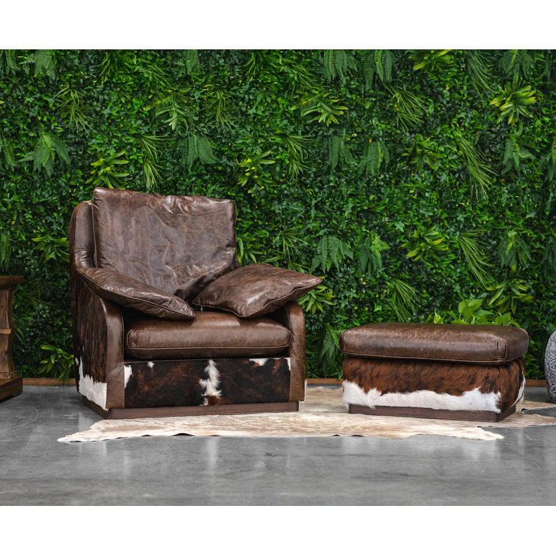 Ensemble de fauteuil en cuir et repose-pieds