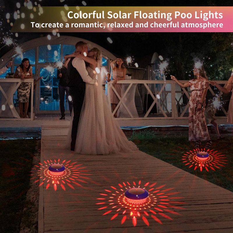 Solar Floating Pool Lights, RGB Colour Changing Pool Floating Light, IP68 Waterproof LED Solar Pool Lights That Float, Hangable Auto ON Off For Pool Hot Tub Wedding Path Party Decoration