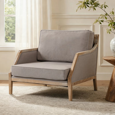 Farmhouse Upholstered Accent Chair, Comfy Single Lounge Chair for Indoor Living Space