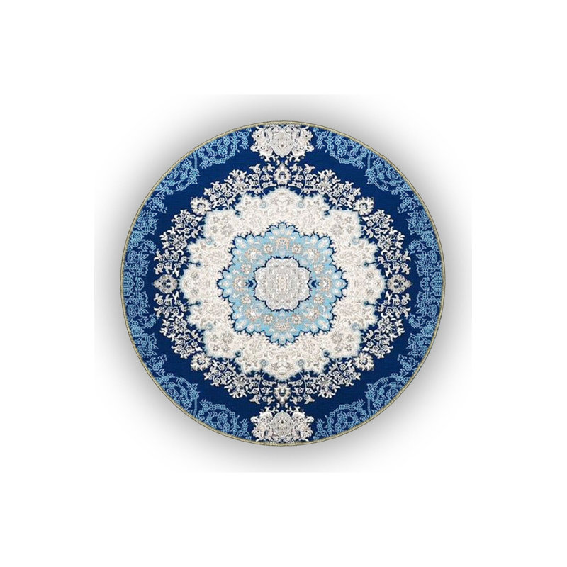 Tapis décoratif floral bleu traditionnel lavable à la machine, Tapis de couloir 2 pi 6 po x 6 pi 7 po inclus