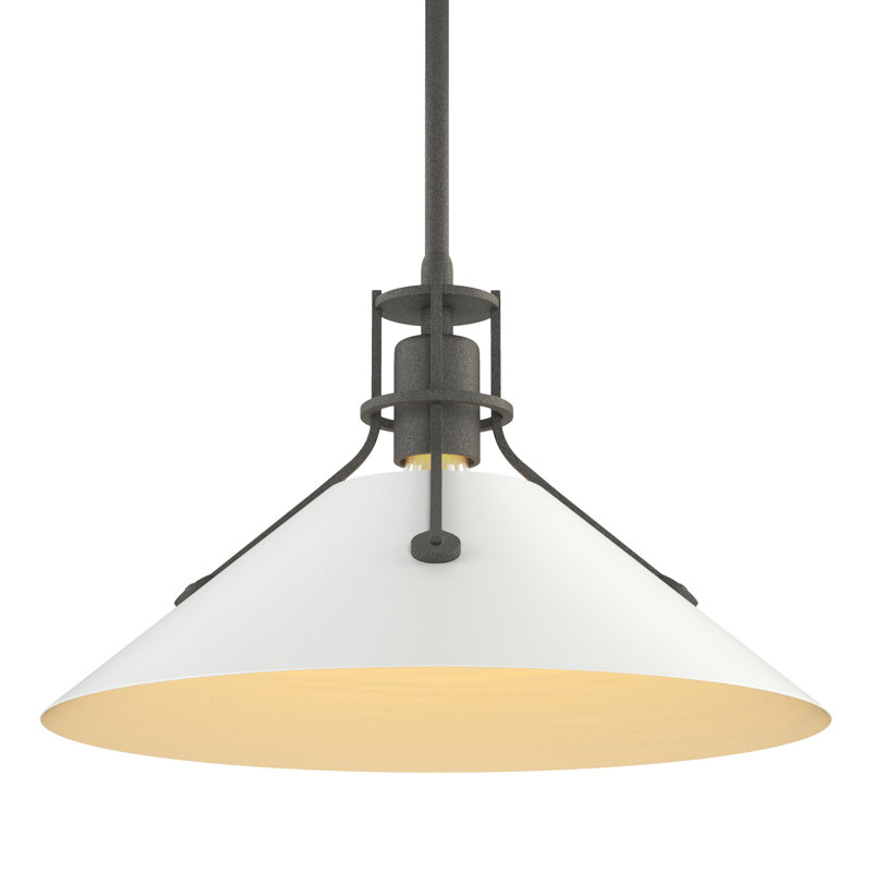 Henry 1 - Light Single Cone Pendant, 56.3'' H X 14.4'' W X 14.4'' D, White, Natural Iron