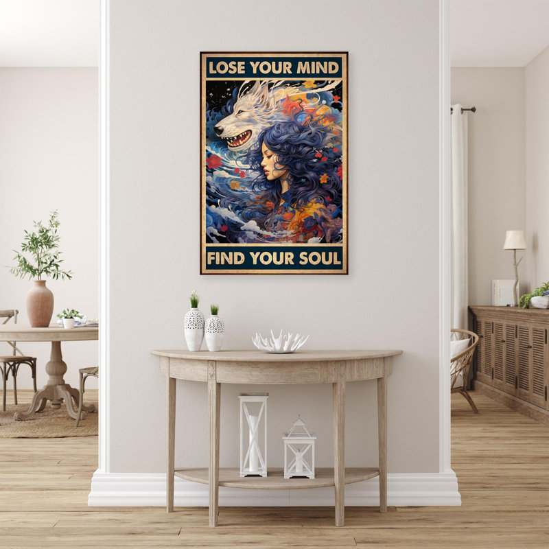 " Wolf Lose Your Mind " Graphic Art Print, 36" H x 24" W x 1.25" D