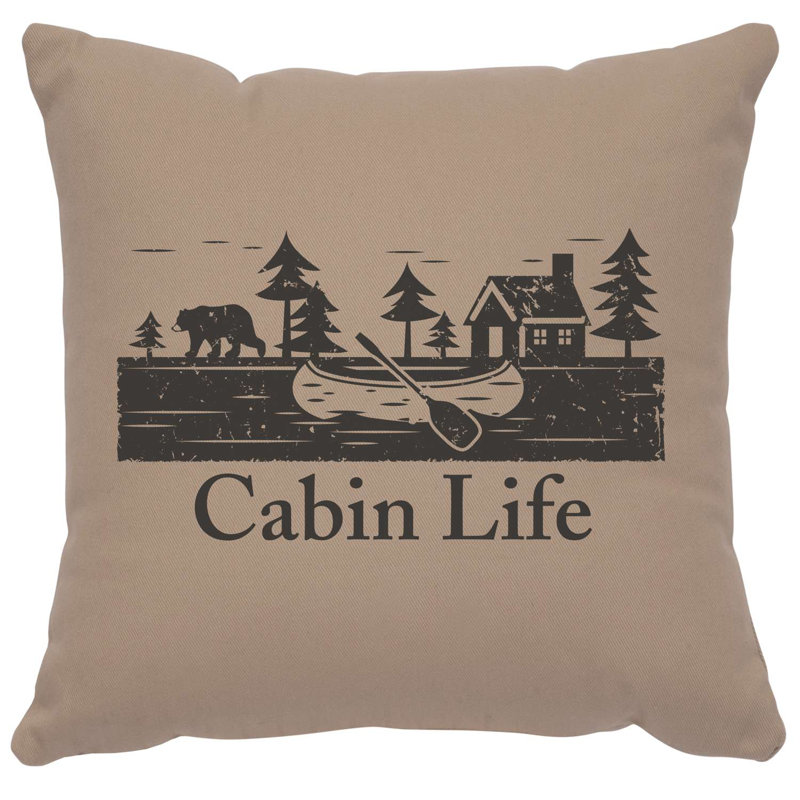 Coussin Wooded River Image - Cabin Life - Coton albâtre, Albâtre