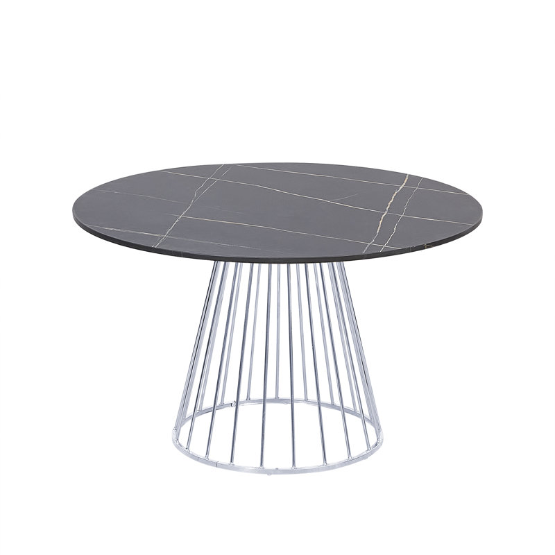 Jaxton Round Metal Base Dining Table, 75cm H x 120cm L x 120cm W, Black