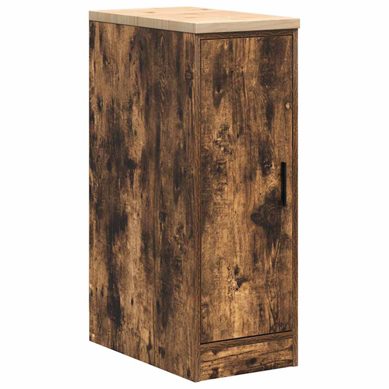 Solid Wood Single Storage Cabinet ( 85cm H x 30cm W x 51cm D), Smoked Oak