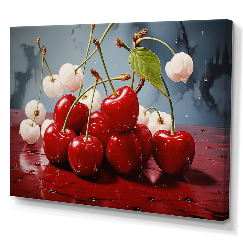 Chuckling Cherry Red - fruits, impressions sur toile_105731, H 34 po x l 44 po x P 1,5 po, Toile tendue