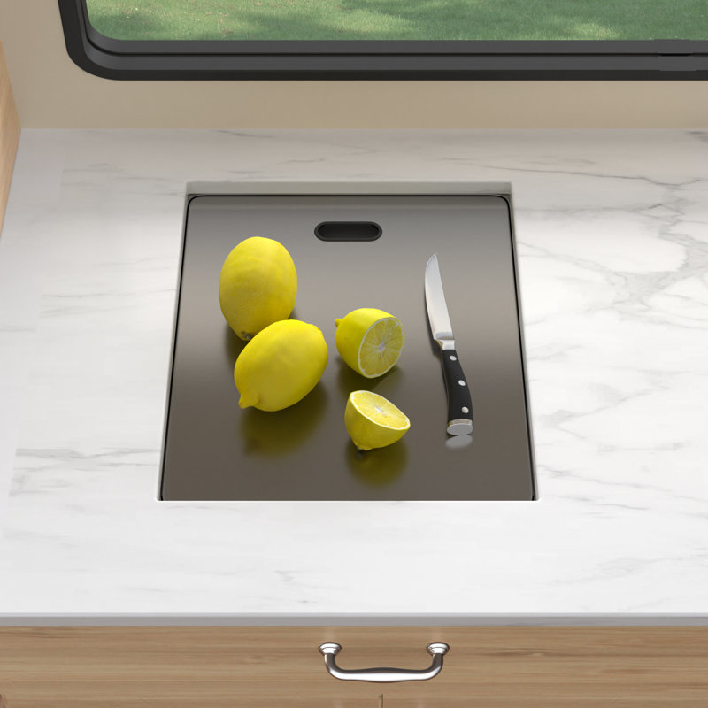 Évier de cuisine encastré pour station de travail avec robinet pliant et grille inférieure Workstation