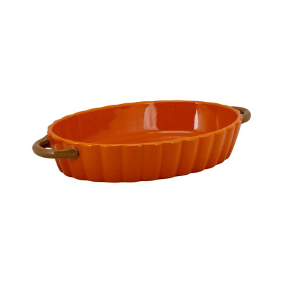 10 Strawberry Street Pumpkin Patch Oval  12" & 14.5" Stoneware Bakers,  Orange