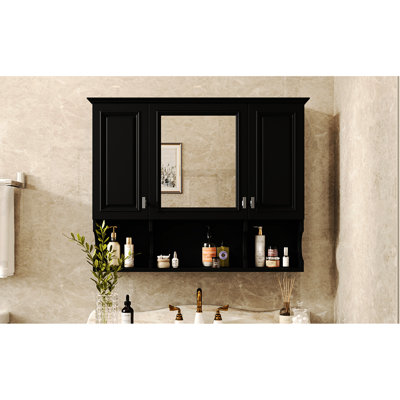 Armoire à miroir murale de 35 po x 28 po avec hauteur de tablette réglable pour la salle de bain, la chambre à coucher et le rangement