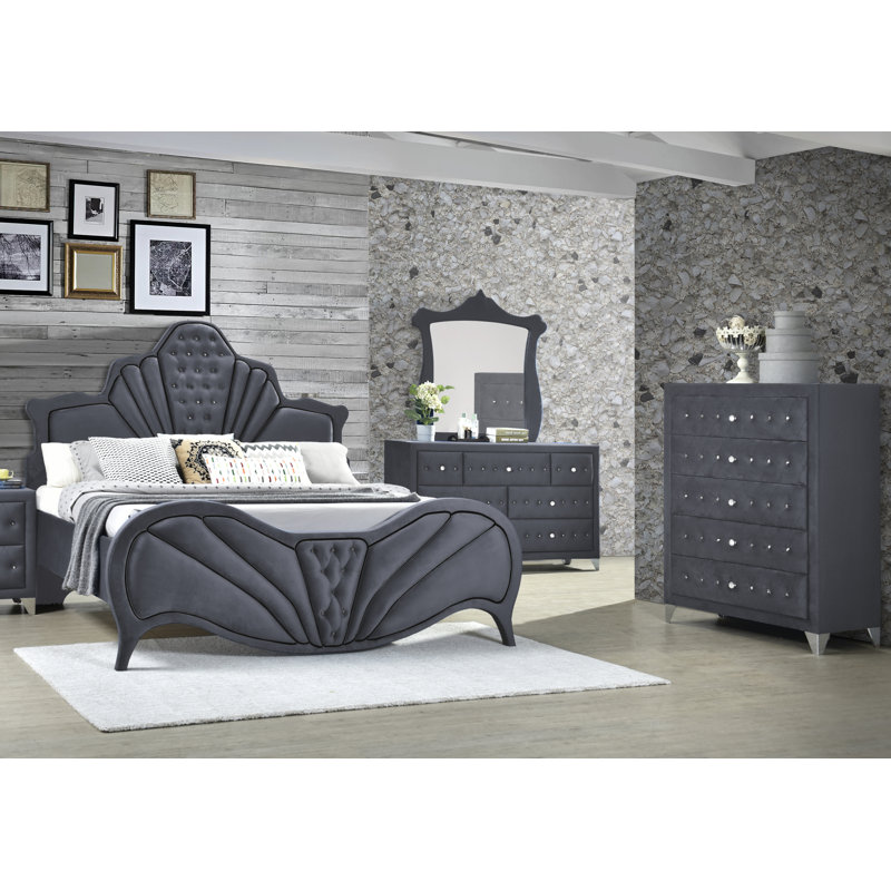 Commode à 5 tiroirs E 41,6 po, gris
