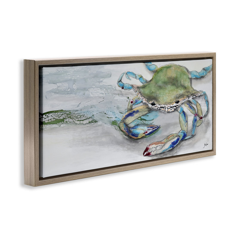 Crabe vif sur le rivage de la plage, Cadre flottant orme Montalcino, H 14 po x l 31 po