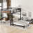Full XL over Full XL Metal Bunk Bed – Split Loft & Platform Beds with Safety Rail, Space-Saving, Noise-Free,Walnut Color-1146014633-1146014635