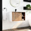 Meuble-lavabo de 30 po avec lavabo en céramique. Fixé au mur. Porte à fermeture en douceur. Look moderne en chêne imitationnel. Armoire en contreplaqué de qualité 30 po. Look, base