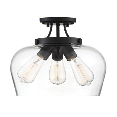 Breena 13" W 3-Light Dimmable Semi-Flush Mount