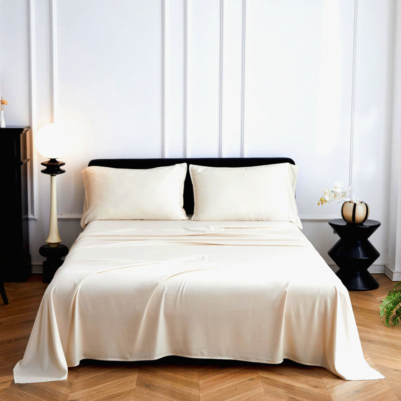 Cool Rayon From BambooLuxurySheetSetTwin-SoftBreathableBedding forHotSleepers, 100%Viscose,15"DeepPockets,HotelSilkySheets-Beige3Pcs