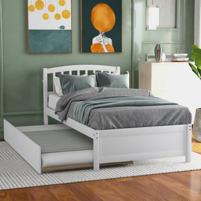 Élégant lit plateforme en bois avec lit gigogne pour chambres modernes et chambres d'amis