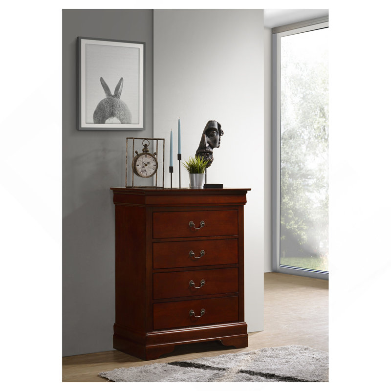 Commode 4 tiroirs Louis Phillipe G3100-BC, cerise