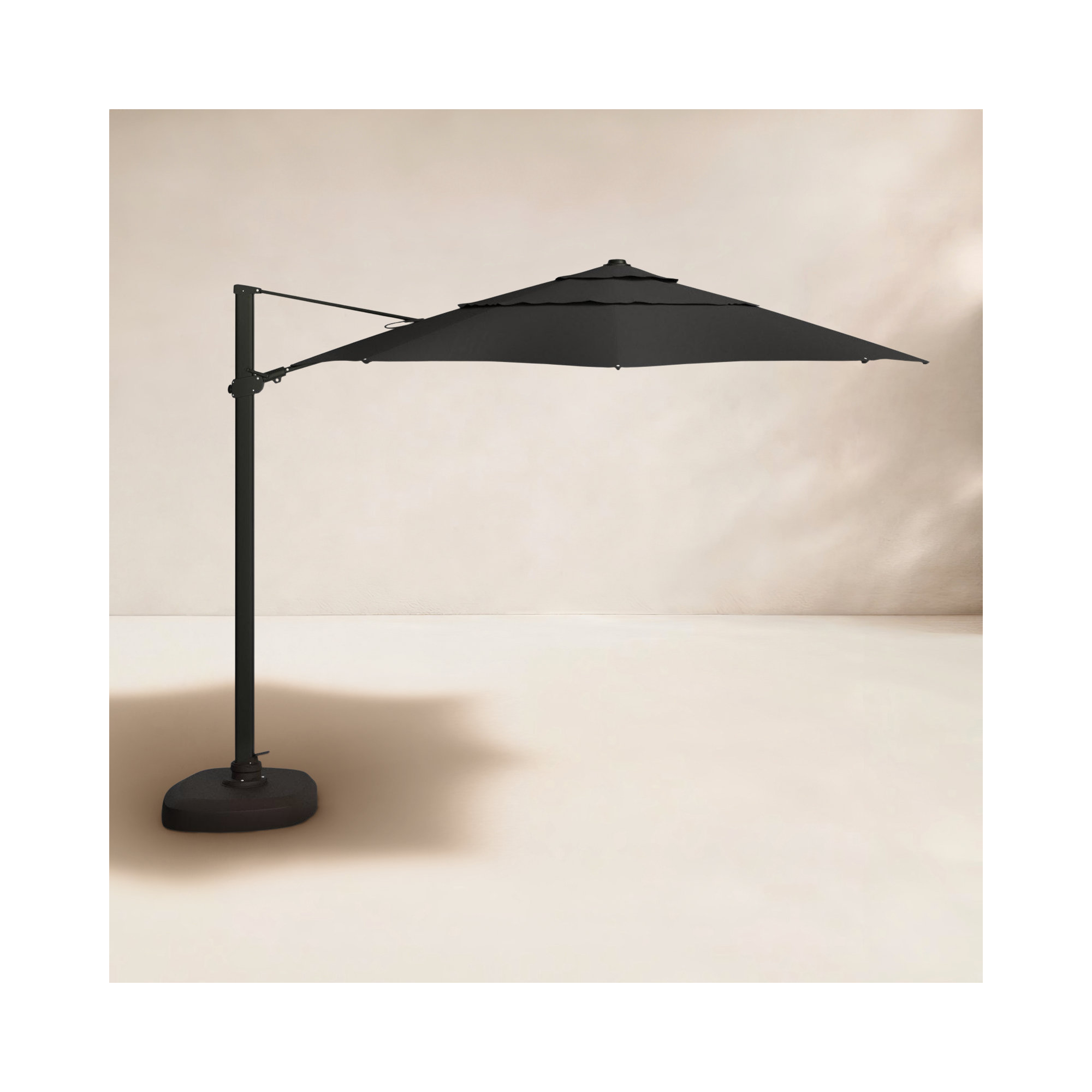 12.3' Cantilever Sunbrella® Umbrella, Black, Canvas Raven Black Sunbrella® Canvas