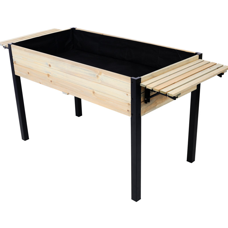 Metal Legged Wood Planter Box - Fir For Cultivating Outdoor Crops Patio, Deck Raised Garden Bed With Legs Growing Fresh Berries
