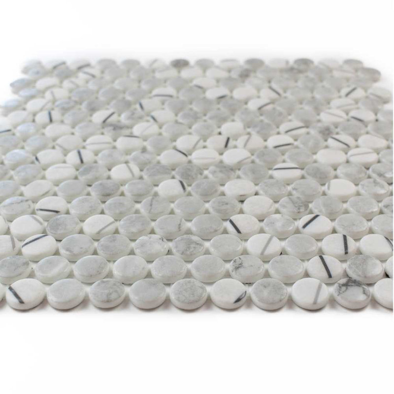Eterna Penny 12"x12" Recycled Glass Mosaic Tile, Gray