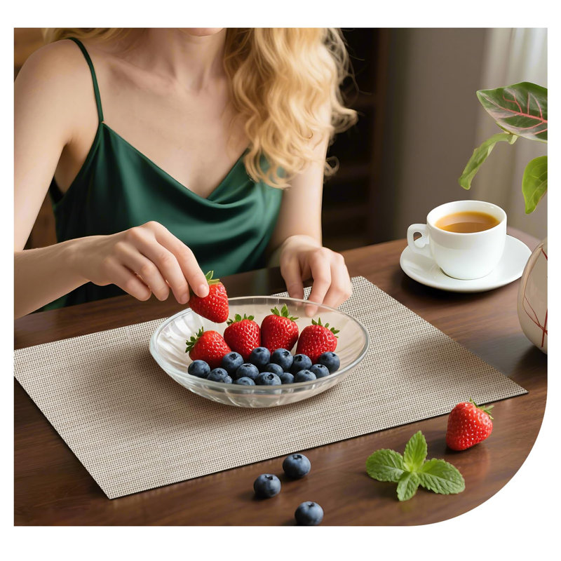 Ensemble de 4 napperons rectangulaires en PVC - Tapis de table tissés antidérapants résistants à la chaleur, lavables et durables