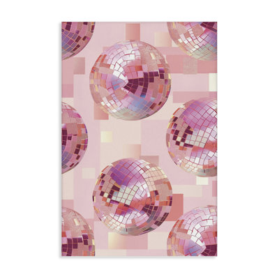 Toile de boules disco féminines roses, design par LSR Design Studio