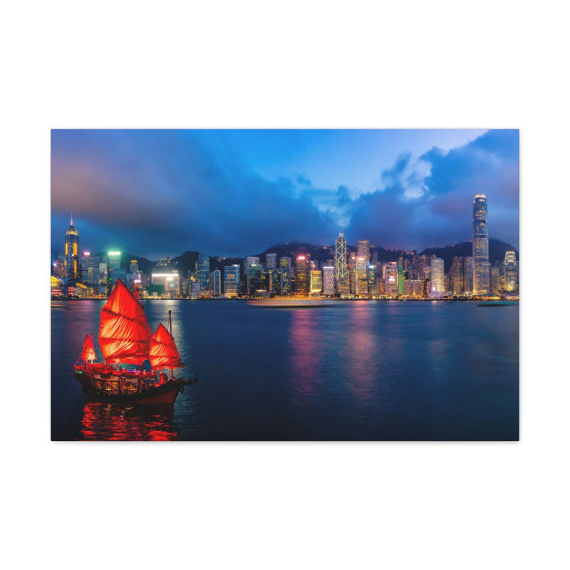 Toile de la ville de Hongkong, H 24 po x l 30 po