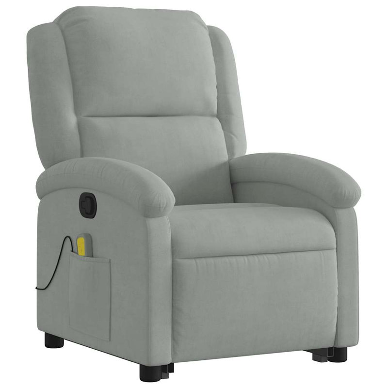 Upholstered Massage Chair, Dark Gray Polyester, Manual Push Back