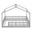 Structure de lit en bois pleine grandeur avec clôture, pour enfants, adolescents, filles, garçons, gris