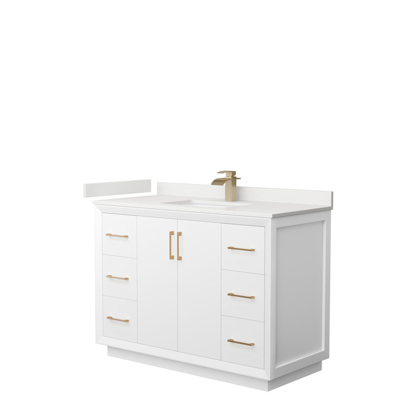 Meuble-lavabo simple avec plateau Strada 48, WDX13343, Blanc, Noir mat