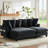 83" Sectional With Hidden Storage, Movable As Bed Or Extension, Side Pockets, Ergonomic , And Six Decorative Throw Pillows For Living Space L-Shaped In Black Storage Feature, Multiple Functions,-1163592273