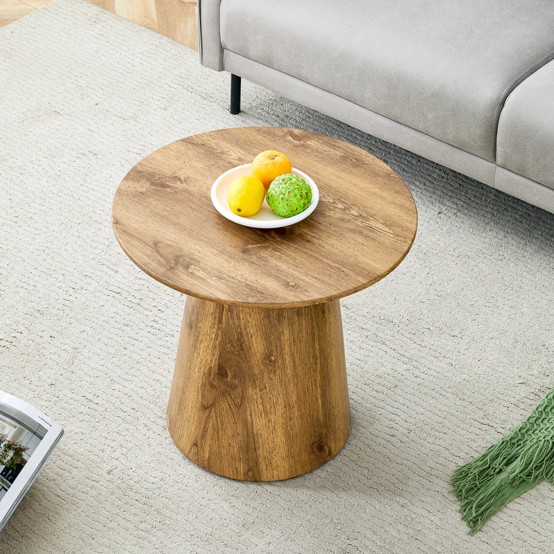Table basse ronde de 19,6 po de diamètre, grain de bois naturel, hauteur de 18,8 po, diamètre de glissement, grain, texture délicate, assemblage rapide