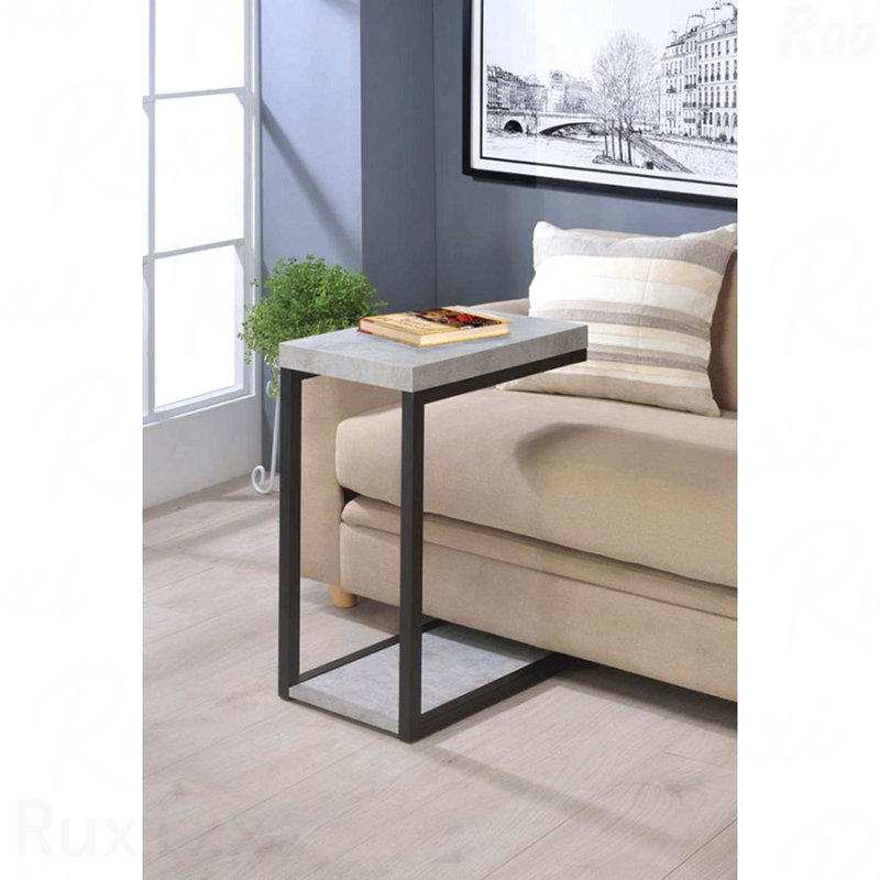 Table à collation en ciment avec cadre noir, Gris