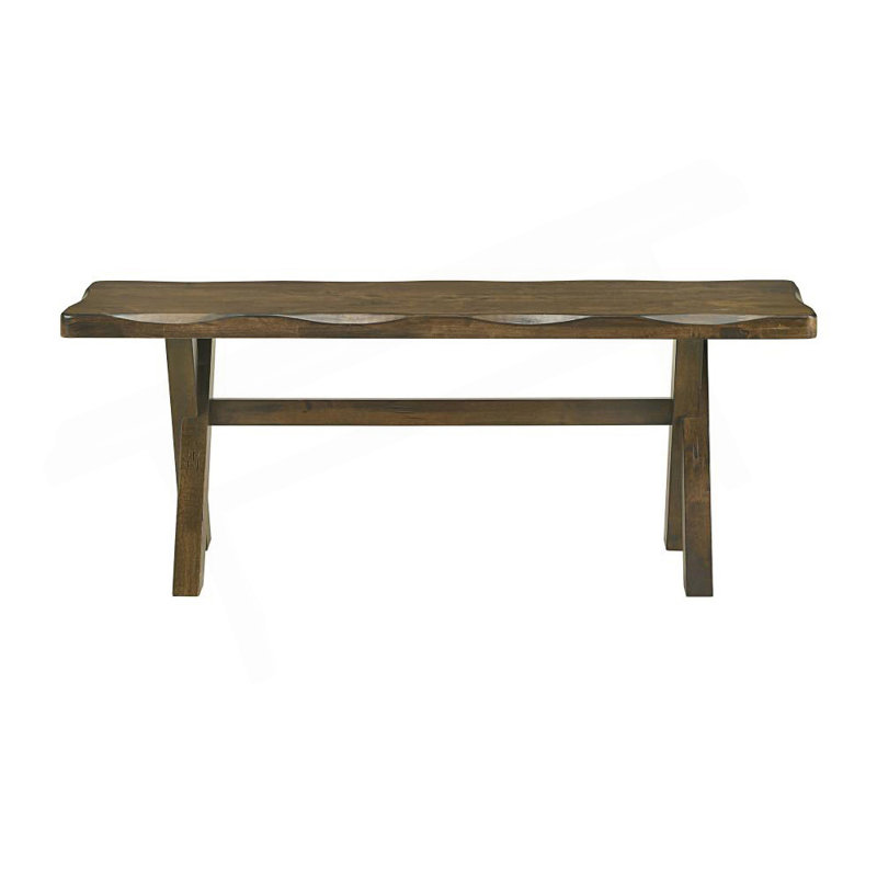 47-Inch Solid Wood Dining Bench With Contoured Seat And Trestle Base For Farmhouse Or Modern Spaces