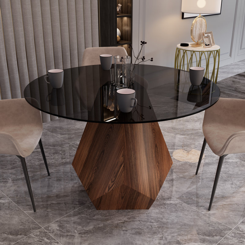 Table de salle à manger Gwinn, Verre noir