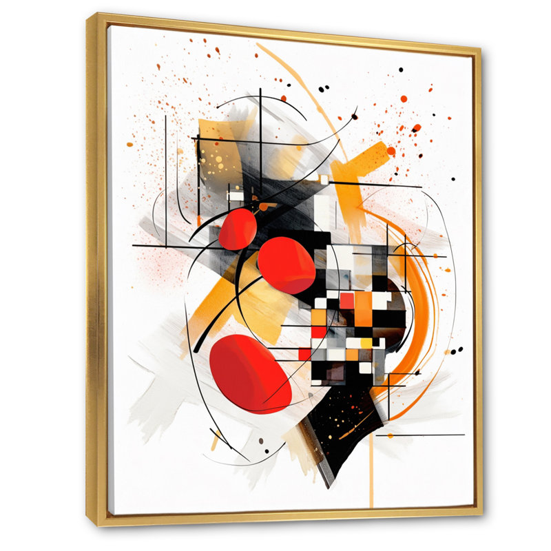 «Dreamscape IV» rouge et noir sur toile, Cadre flottant doré, H 40 po x l 30 po x P 1,5 po
