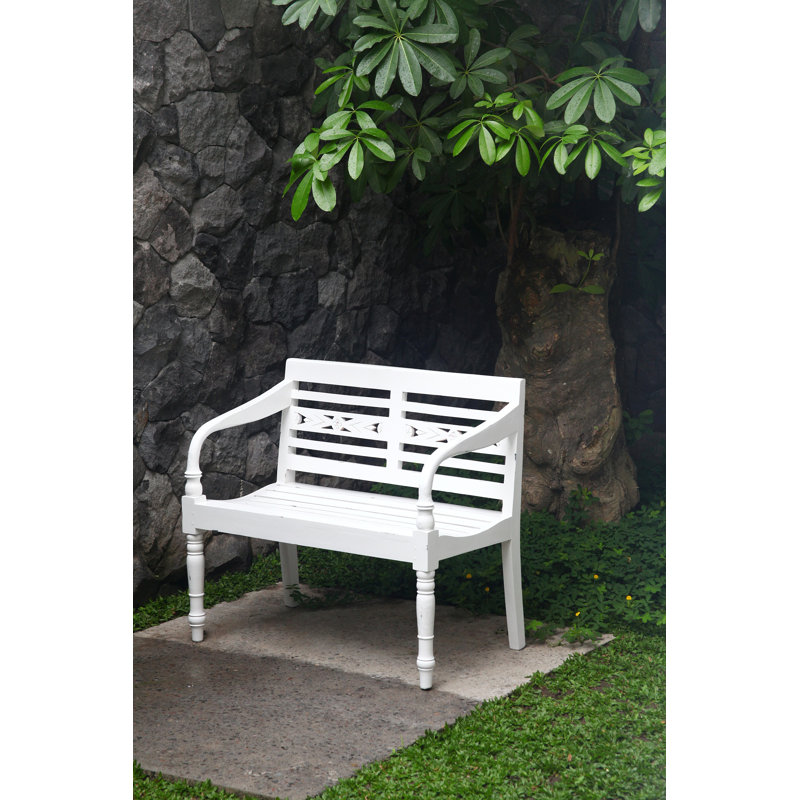 Bern Solid Wood Mahogany Outdoor Bench, White