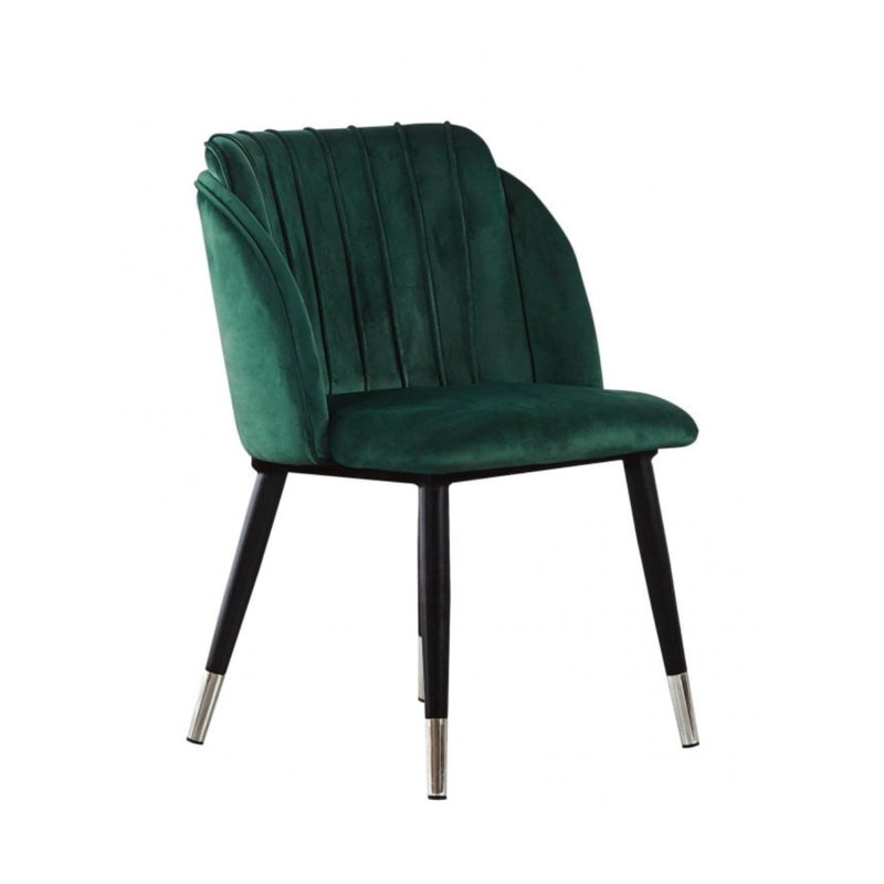 Inola Upholstered Velvet Dining Chair - Ergonomic Soft Back with Metal Legs - Armchair for Dining Room Living Room Restaurants - Single