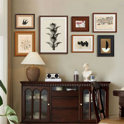 Mid-Century Modern Canvas Rectangular 7 Pieces Wall art set for Living Room
