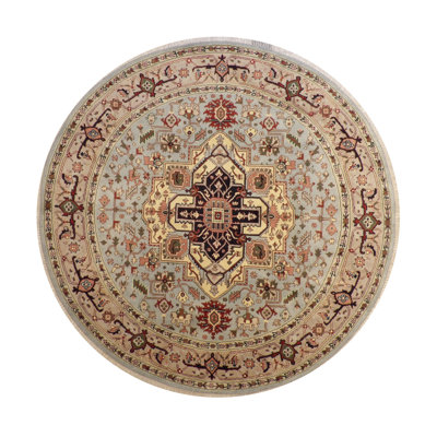 Rayoshann One-of-a-Kind 9.10x9.10 Round Area Rug Blue