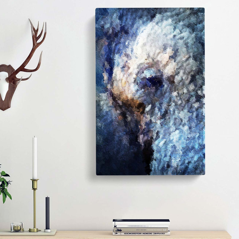 Blue Elephant In Abstract - Wrapped Canvas, 76cm H x 50cm W x 3cm D