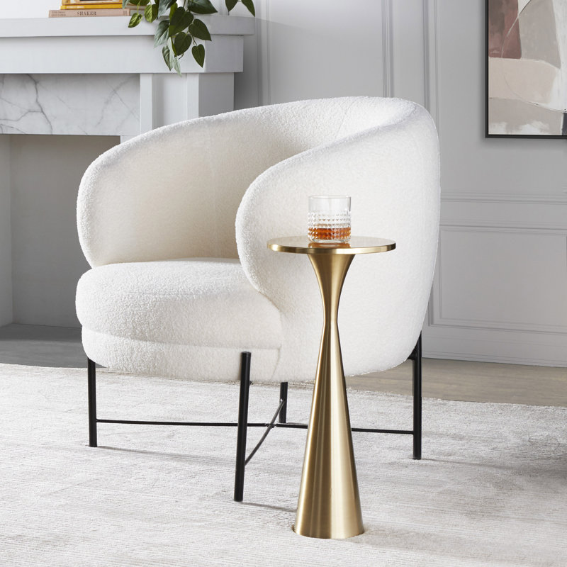 Raffaella 22" H x 9.5" W Round Metal Pedestal Side Table, Gold
