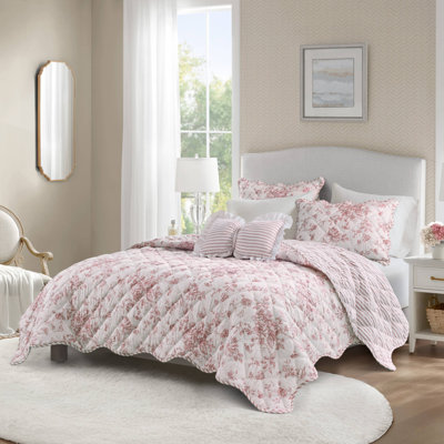 Ensembles de literie réversibles, lit double en polyester, maison florale romantique